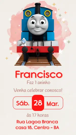 Convite de Aniversário Thomas e Seus Amigos Editável