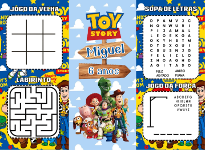 Revistinha de Atividades Toy Story para Festa Infantil Editável