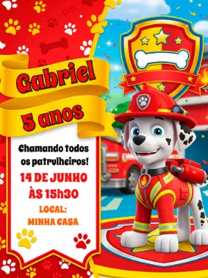Invito di compleanno Paw Patrol – Statico – Alegria no ar