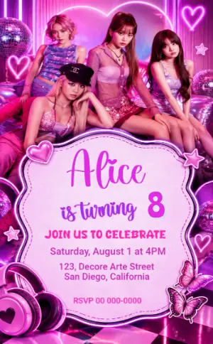 Invitation d'anniversaire KPop Demon Hunters – Statique – Decore Arte