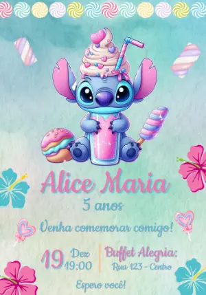 Invitación de cumpleaños Stitch – Estático – Convites e Artes Digitais