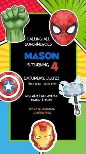 Superhero Birthday Invitation | Editable Comic Book Style Template