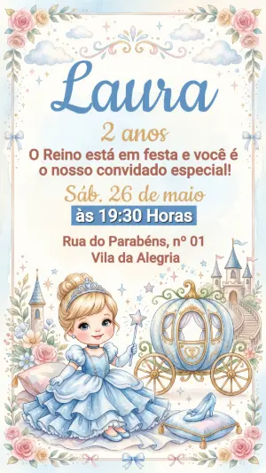 Invitación de cumpleaños Princesas – Estático – Festôu Convites