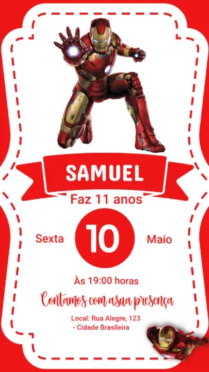 Convite Editável Aniversário Infantil Tema Homem de Ferro