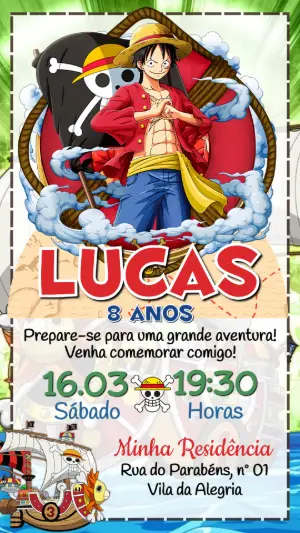 Vídeo Convite de Aniversário One Piece para Editar