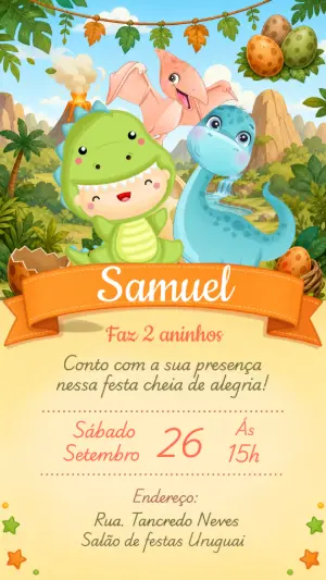 Invitación de cumpleaños Dinosaurio – Estático – CollorGraph Convites
