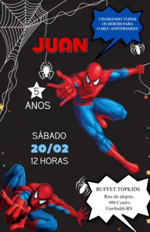 Convite Animado Aniversário Homem-Aranha para Editar