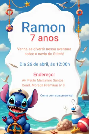 Invitación de cumpleaños Stitch – Estático – Gisele