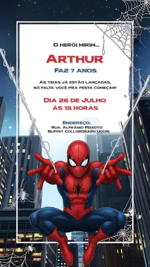 Convite de Aniversário Homem Aranha para Editar Online