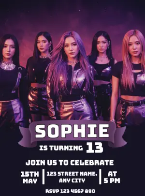Invitation d'anniversaire KPop Demon Hunters – Statique – Renata Designer