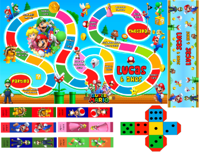 Jogo de Tabuleiro com Lapela Super Mario para Imprimir