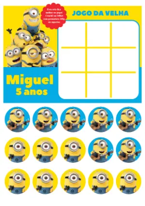 Jogo da Velha Minions para Aniversário para Editar Online