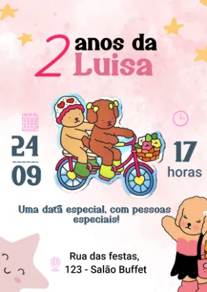 Convite de Aniversário Cachorrinhos Fofos para Editar Online