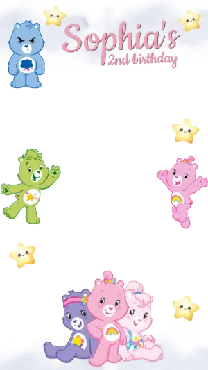 Care Bears Birthday Party Photo Frame | Editable Digital Template