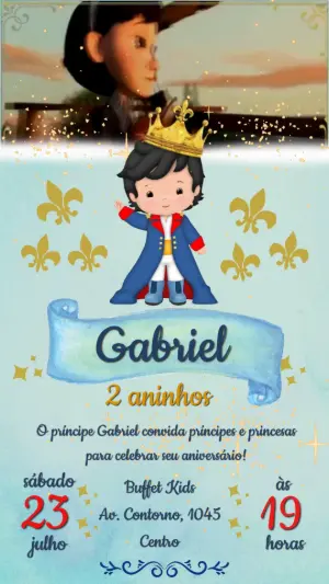 Convite Animado Aniversário O Pequeno Príncipe para Editar Online