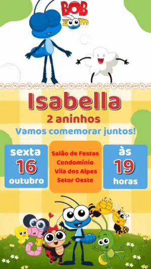 Convite Animado de Aniversário Bob Zoom para Editar Online