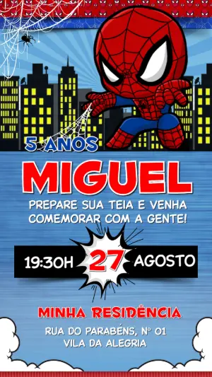 Convite de Aniversário Homem-Aranha Baby Editável