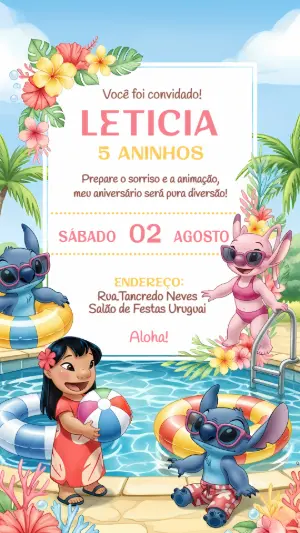 Invitación de cumpleaños Stitch – Estático – CollorGraph Convites