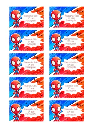 Etiqueta Escolar Homem-Aranha Infantil para Editar e Imprimir