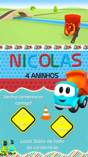 Vídeo Convite de Aniversário Leo, o Caminhão