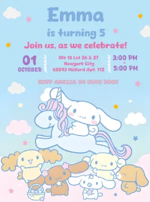 Cinnamoroll Unicorn Birthday Invitation to Edit Online