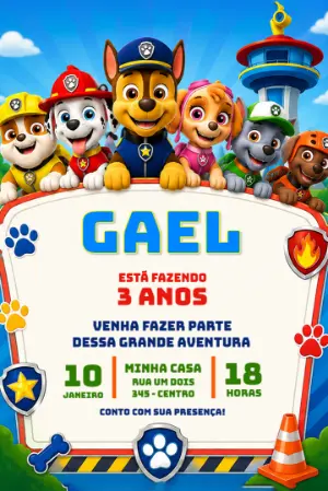 Invito di compleanno Paw Patrol – Statico – Jotta