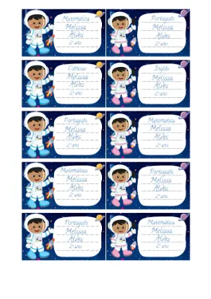 Etiqueta Escolar Astronauta Infantil para Editar e Imprimir