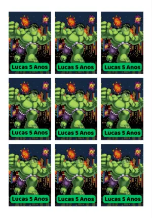 Tag de Aniversário Hulk Editável Online para Imprimir