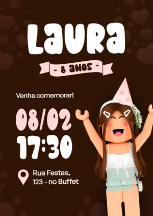 Convite de Aniversário Roblox Menina Editável Online