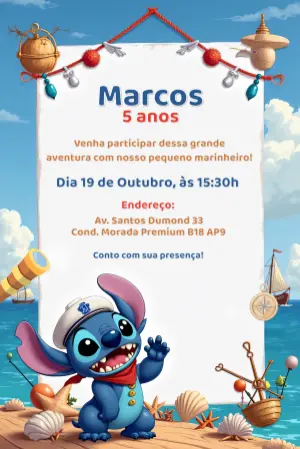 Invitación de cumpleaños Stitch – Estático – Gisele