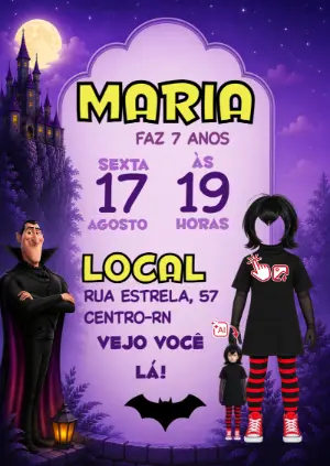 Convite Hotel Transilvânia: Vire a Mavis com sua Foto IA