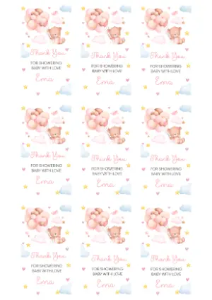 Editable Teddy Bear Baby Shower Thank You Tag Template