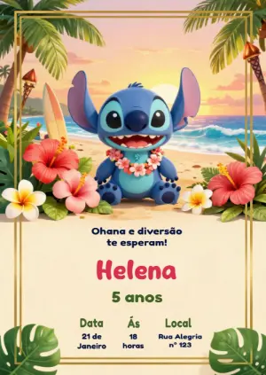 Invitación de cumpleaños Stitch – Estático – KC Design
