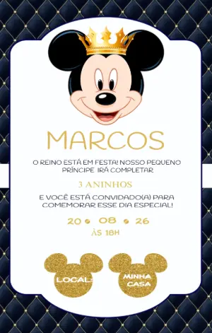 Mickey Mouse Birthday Invitation – Static – FLORZINHA CONVITES