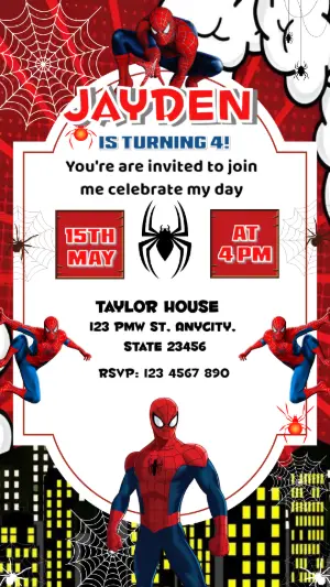 Editable Superhero Birthday Party Invitation Template