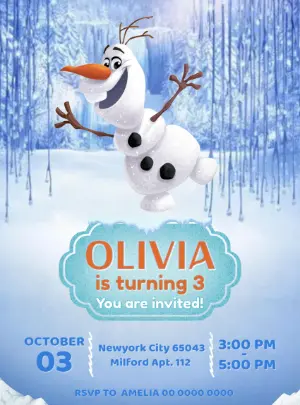 Olaf Frozen Birthday Invitation to Edit Online