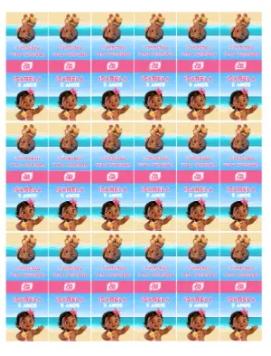 Rótulo para Tic Tac Moana Baby Aniversário Infantil Editável