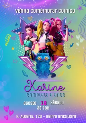 Invitation d'anniversaire KPop Demon Hunters – Statique – Julia B