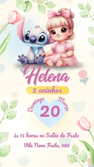 Stitch Birthday Invitation – Static – Color Art Studio