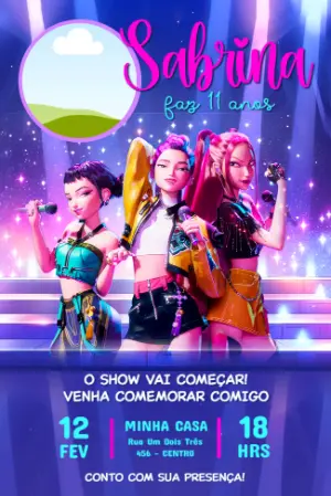 Invitation d'anniversaire KPop Demon Hunters – Statique – Jotta Arts