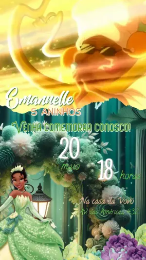 Convite Animado Aniversário A Princesa e o Sapo para Editar