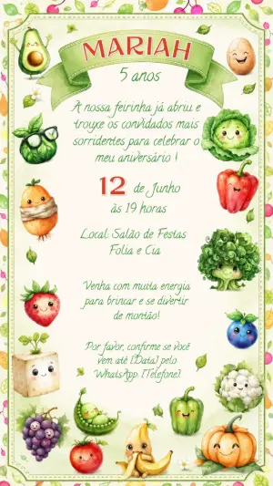 Convite de Aniversário Quitandinha das Frutinhas Editável
