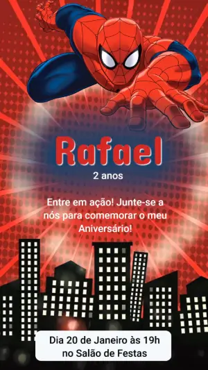 Vídeo Convite de Aniversário Tema Homem-Aranha Editável