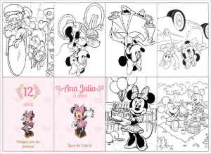 Lembrancinha Minnie Mouse: Livro de Colorir para Editar Online