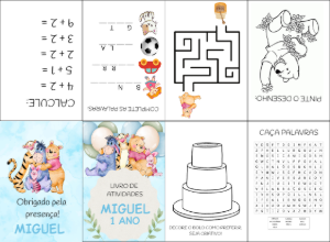 Livro de Atividades Ursinho Pooh Editável para Aniversário