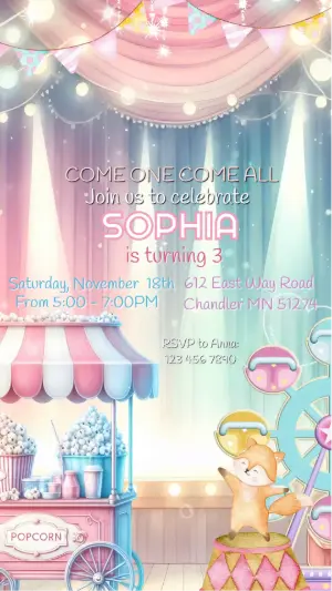 Animated Circus Birthday Invitation with Daisy & Minnie | Editable Video