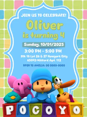 Editable Pocoyo Birthday Invitation for Kids' Party