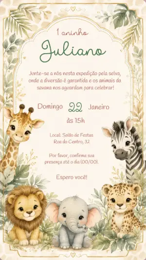 Safari Birthday Invitation – Static – Felicity Artes