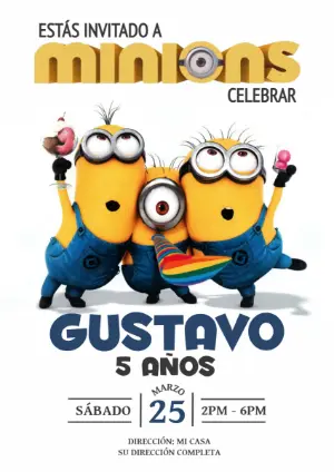 Invitación de Cumpleaños Minions Divertida para Editar Online