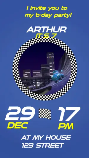Animated Cars Birthday Invitation | Editable Video Template